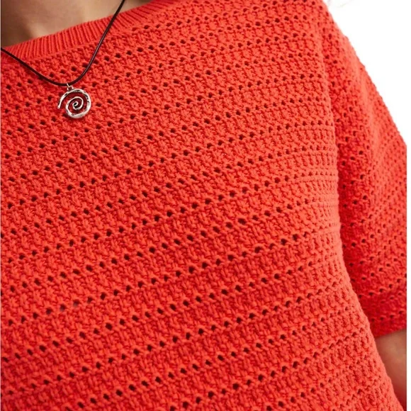 Red Cropped Knit Top - Picture 3 of 4
